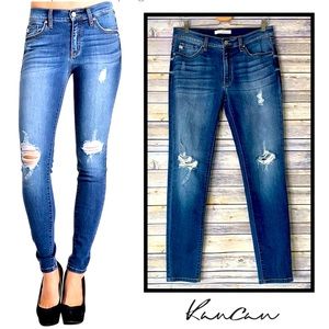 EUC KanCan Estilo Destroyed distressed skinny med rise factory faded & whiskered
